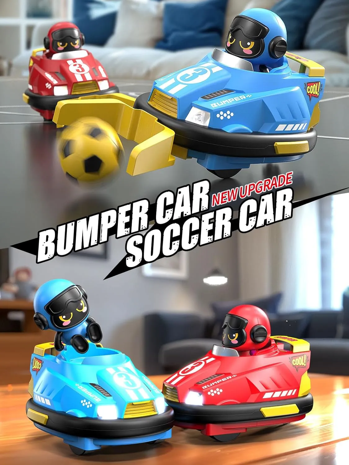 ATHLERIA 2pcs Toddler Remote Control Car Toys for Kids Age 3 ,RC Bumper Car Race Vehicles,Two Player Competitive Games,Christmas Birthday Twin Gifts for 4 5 6 7 8  Year Old Boys Girls Teens(Blue Red)