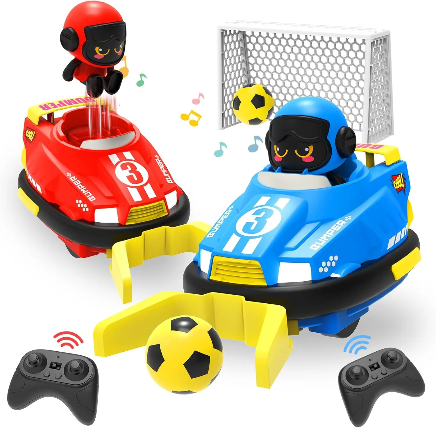 ATHLERIA 2pcs Toddler Remote Control Car Toys for Kids Age 3 ,RC Bumper Car Race Vehicles,Two Player Competitive Games,Christmas Birthday Twin Gifts for 4 5 6 7 8  Year Old Boys Girls Teens(Blue Red)