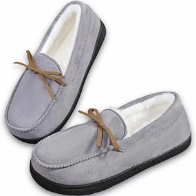 AuraGlor Unisex Moccasin Slippers for Women & Men – Cozy Faux Fur Lining, Memory Foam House Shoes, Non-Slip Rubber Sole, Classic Suede-Style Loafers for Indoor & Outdoor
