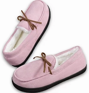 AuraGlor Unisex Moccasin Slippers for Women & Men – Cozy Faux Fur Lining, Memory Foam House Shoes, Non-Slip Rubber Sole, Classic Suede-Style Loafers for Indoor & Outdoor