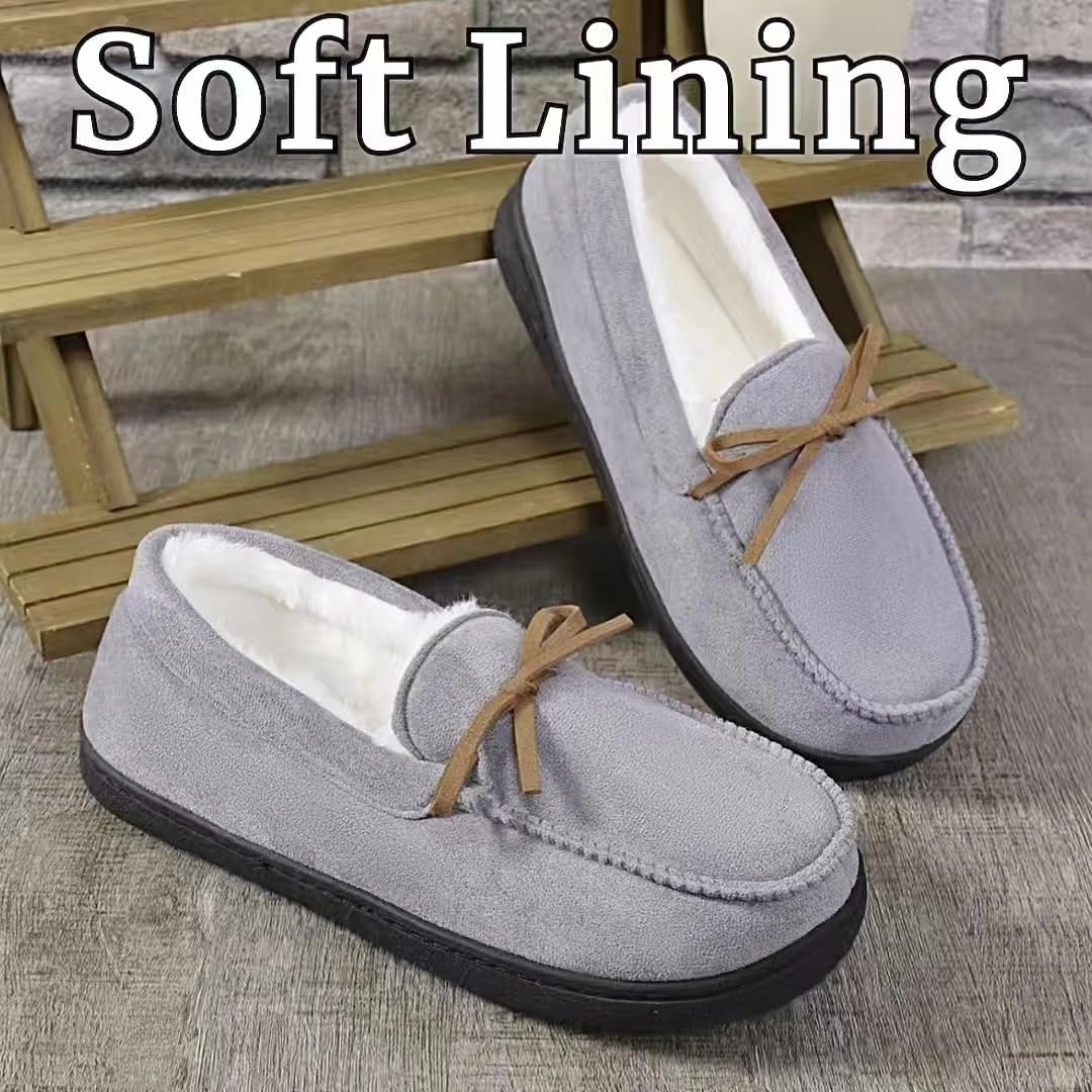 AuraGlor Unisex Moccasin Slippers for Women & Men – Cozy Faux Fur Lining, Memory Foam House Shoes, Non-Slip Rubber Sole, Classic Suede-Style Loafers for Indoor & Outdoor