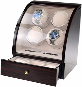Automatic Quad Watch Winder, Shaker Automatic Mechanical Watch Box, Advanced Control and Quiet Motor, LCD Display Digital Touch Display, 3 Jewelry Storage,C