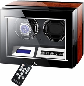 Automatic Watch Winder Collector - Wooden Watch Winder with Mabuchi Motor and 100% Handmade Smart Touch LCD Display (2 0)