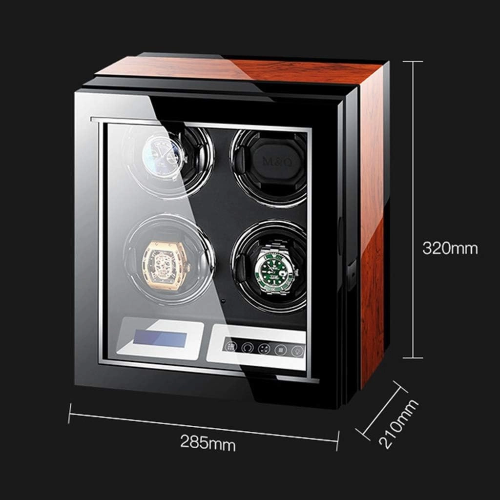Automatic Watch Winder LCD Touch Screen Display Super Quiet Motor Wooden Piano Finish with Remote Control & Led Elegant Showcase4 0