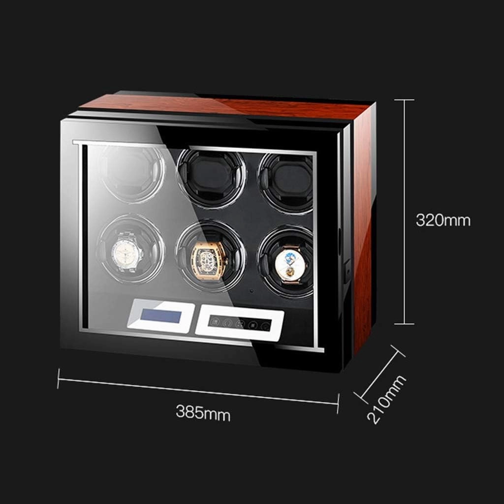 Automatic Watch Winder LCD Touch Screen Display Super Quiet Motor Wooden Piano Finish with Remote Control & LED Elegant Showcase (Size : 6 0)