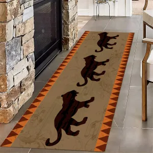 Autumn Rustic Cabin Runner Rug, 2x10ft, Cheetah Brown Western Rustic Pattern Hallway Rugs, Soft Non-Slip Floor Mat Novelty Farmhouse Long Indoor Carpet for Laundry Room Entryway
