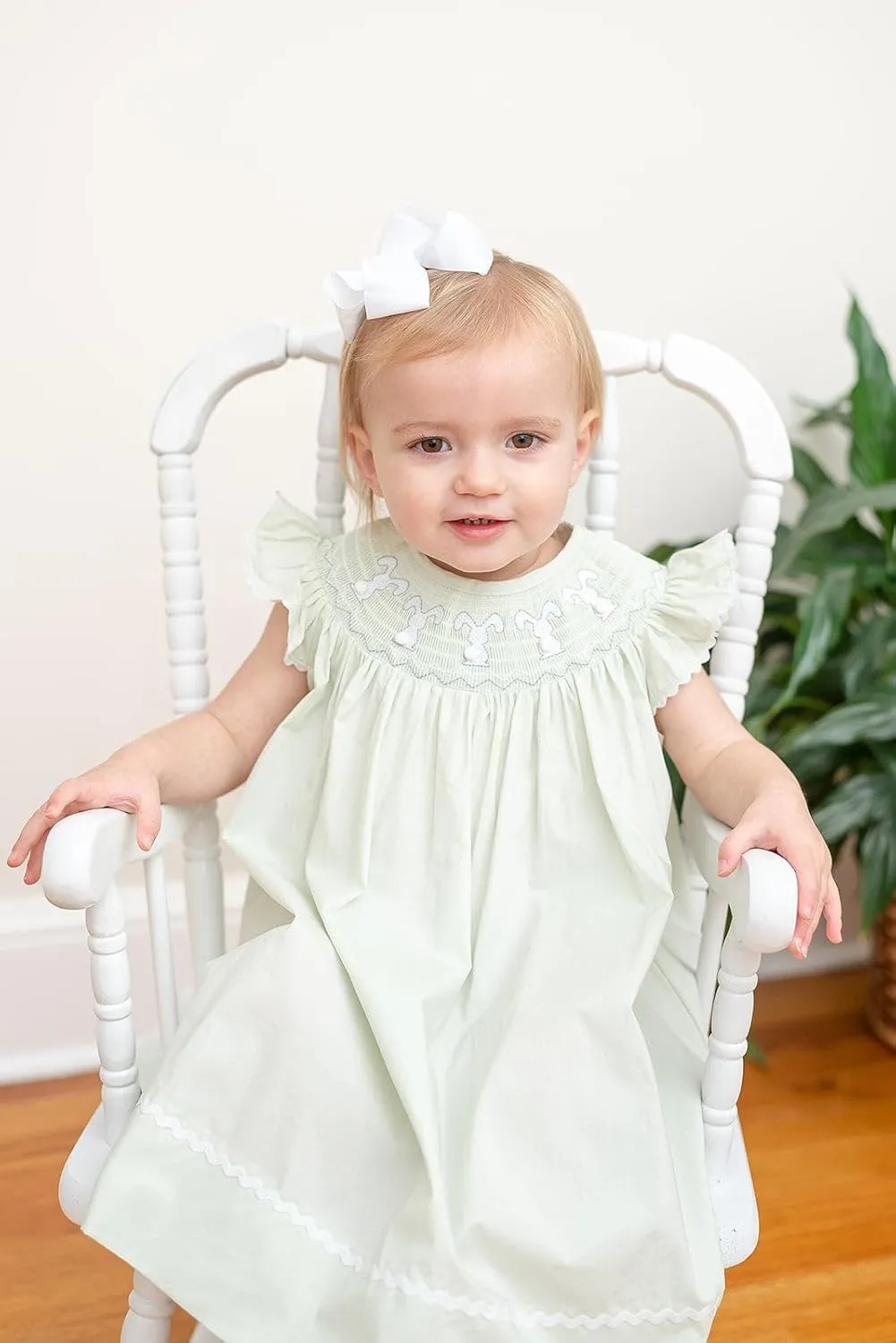Baby and Girls Smocked Easter Bunny Bishop Dress