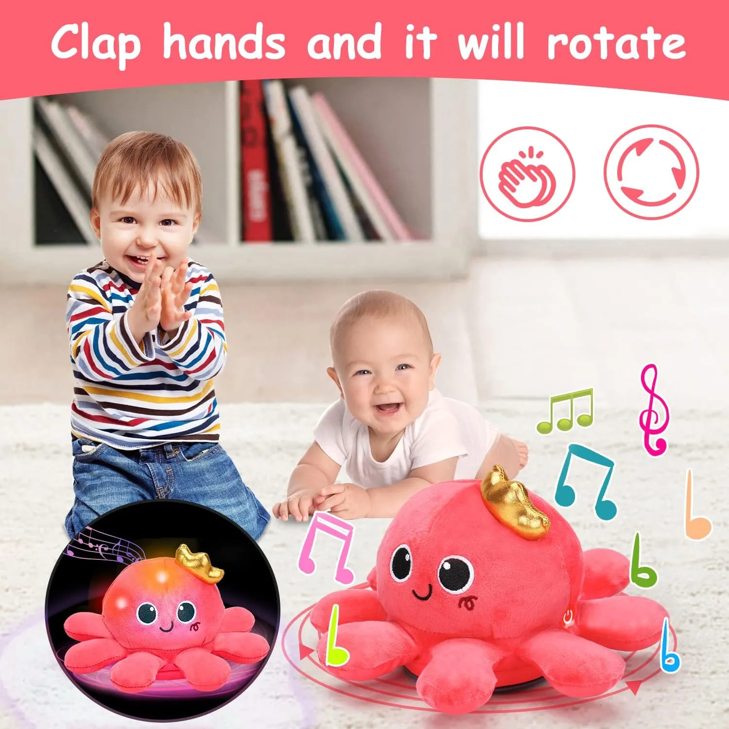 Baby Crawling & Walking Toys 6-12 Months Musical Octopus Plush Light up Stuffed Animal Dancing 1 Year Old Girl Gifts Music Sensory Walking Toy 0-6 7 8 9 Months Learning Newborn Baby Girl Birthday Gift