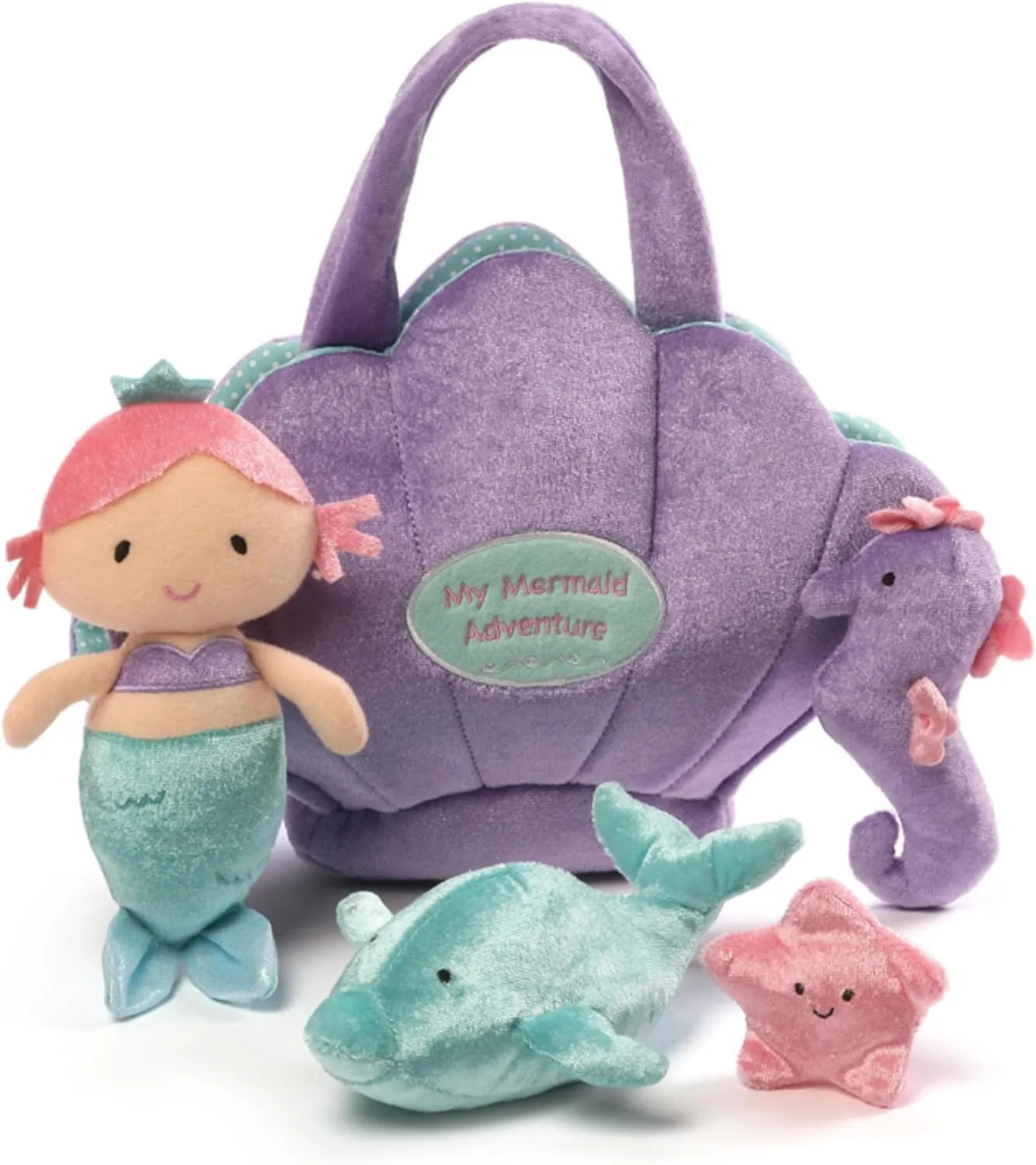 Baby GUND Play Soft Collection, Mermaid Adventure 5-Piece Plush Playset with Rattle, Squeaker and Crinkle Plush Toys, Sensory Toy for Babies and Newborns, 8”