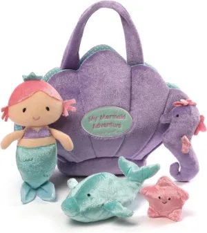 Baby GUND Play Soft Collection, Mermaid Adventure 5-Piece Plush Playset with Rattle, Squeaker and Crinkle Plush Toys, Sensory Toy for Babies and Newborns, 8”