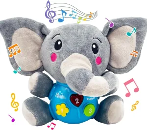 Baby Toys - 6 to 12 Months Plush Elephant Musical Light Up Toy for Boys & Girls (Elephant)