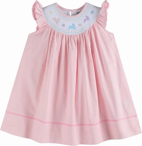 Baby and Girls Smocked Easter Bunny Bishop Dress