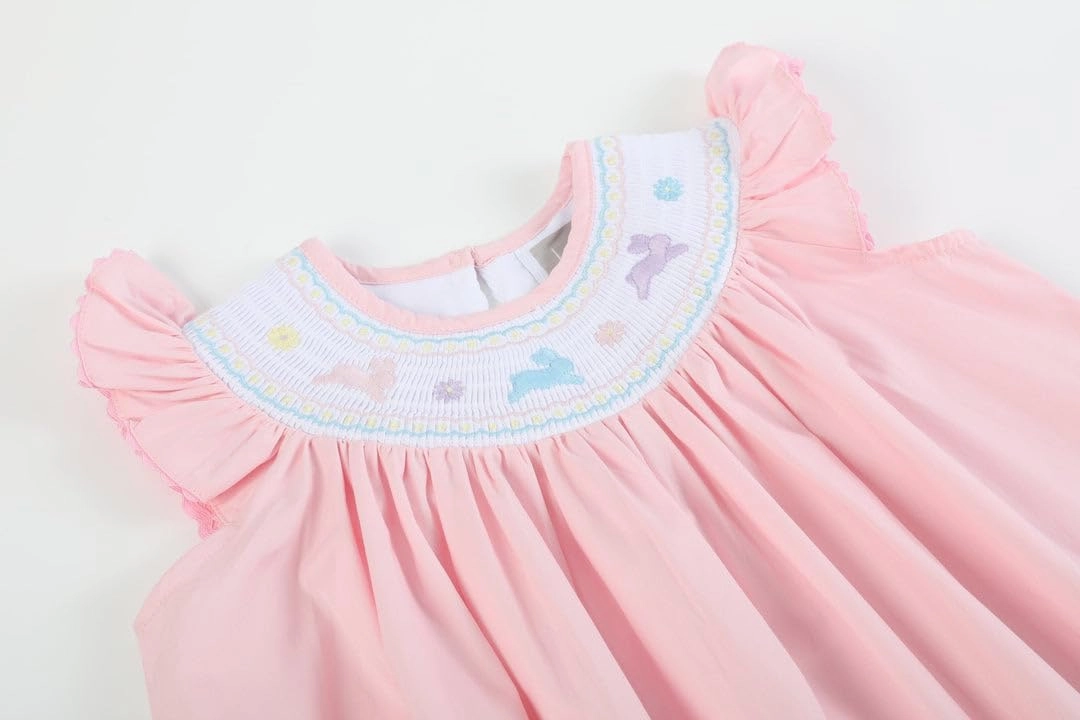 Baby and Girls Smocked Easter Bunny Bishop Dress
