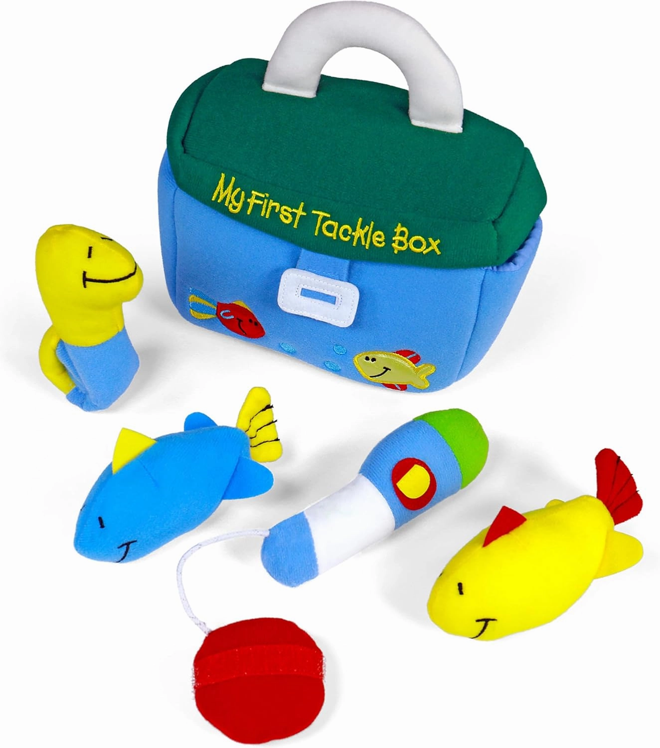 Baby GUND Play Soft Collection, My First Tackle Box 5-Piece Plush Playset with Rattle, Squeaker and Crinkle Plush Toys, Sensory Toy for Babies and Newborns, 8”