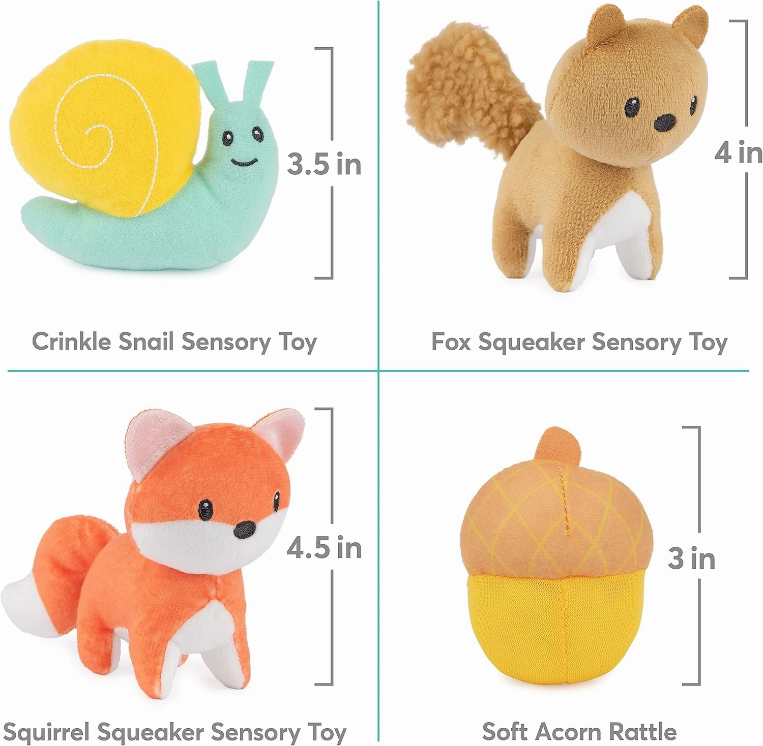 Baby GUND Play Soft My Woodland Friends 5-Piece Plush Playset with Rattle, Squeaker & Crinkle Plush Toys, Sensory Toy for Babies & Newborns, 7.5”