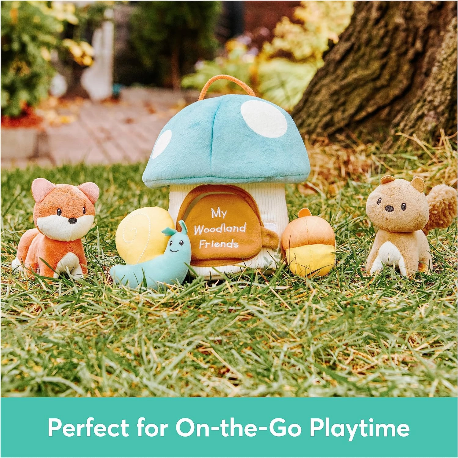 Baby GUND Play Soft My Woodland Friends 5-Piece Plush Playset with Rattle, Squeaker & Crinkle Plush Toys, Sensory Toy for Babies & Newborns, 7.5”