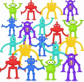 Baby Suction Toy Bath Toys: 18PCS No Hole Bath Toy for Toddlers, Robot Fidget Toys for Boys Girls Gifts Prizes, Sensory Toys for Fun & Creativity, Perfect Travel Toys Road Trip Activities for Kids