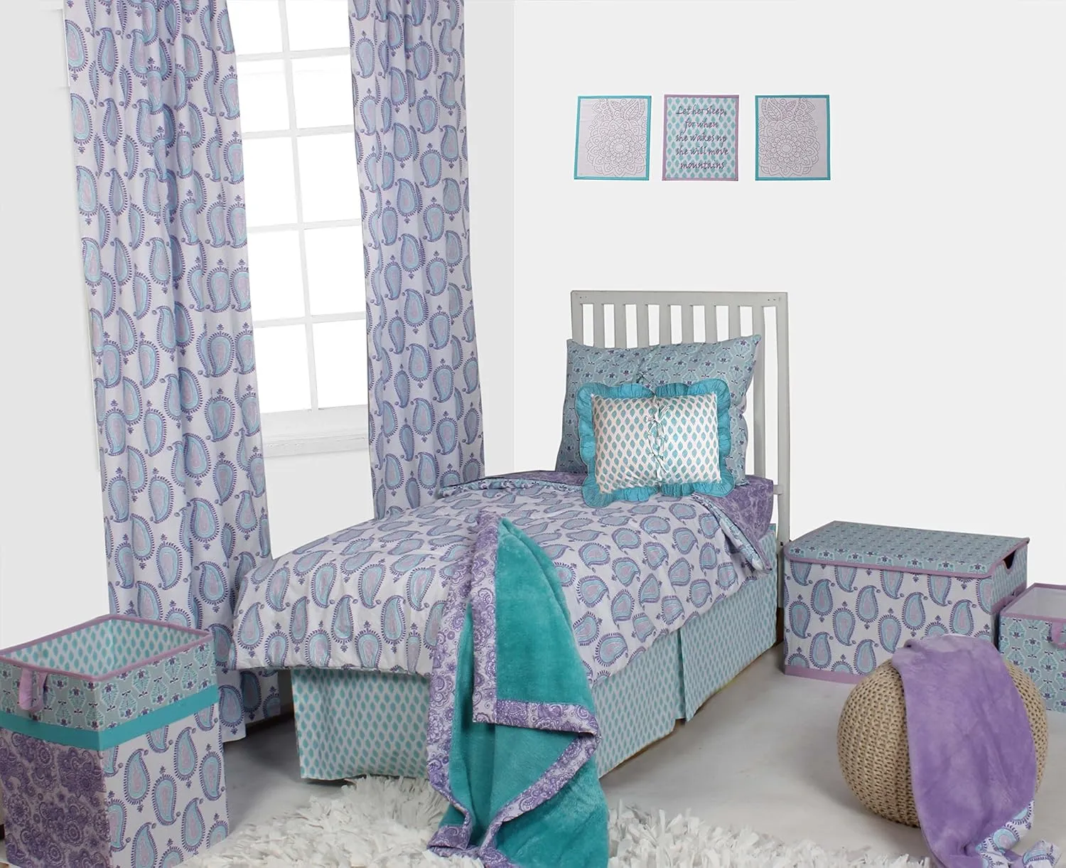 Bacati - Paisley Kids Storage (Nursery Storage Caddy, Lilac/Purple/Aqua)