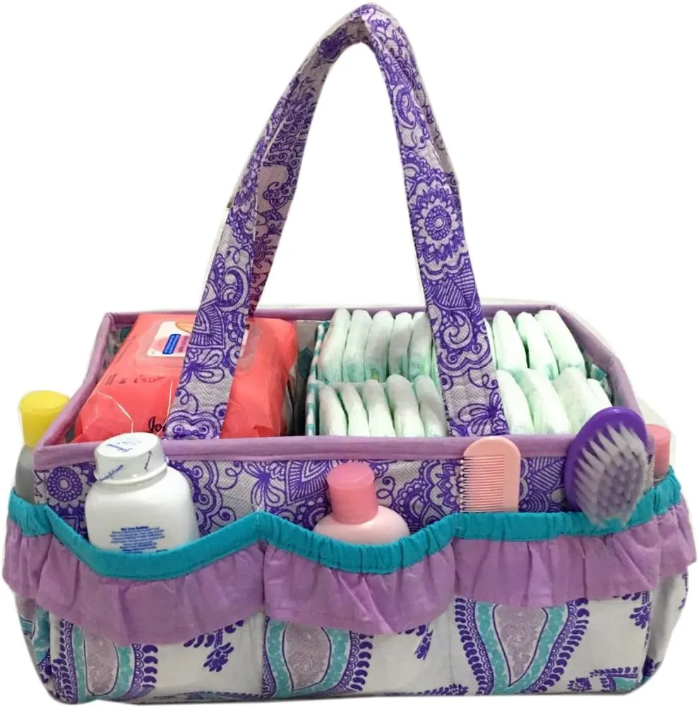 Bacati - Paisley Kids Storage (Nursery Storage Caddy, Lilac/Purple/Aqua)