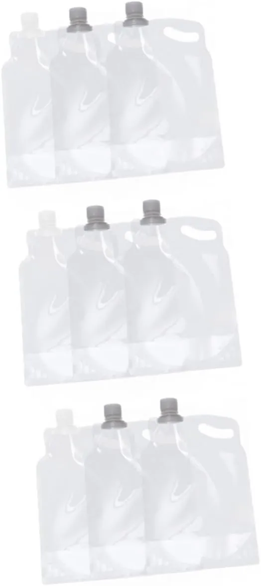 balacoo 3sets Portable Water Container 2l Collapsible Water Bag Folding Tank for Camping Hiking Outdoor Use 3pcs*3 Random Color