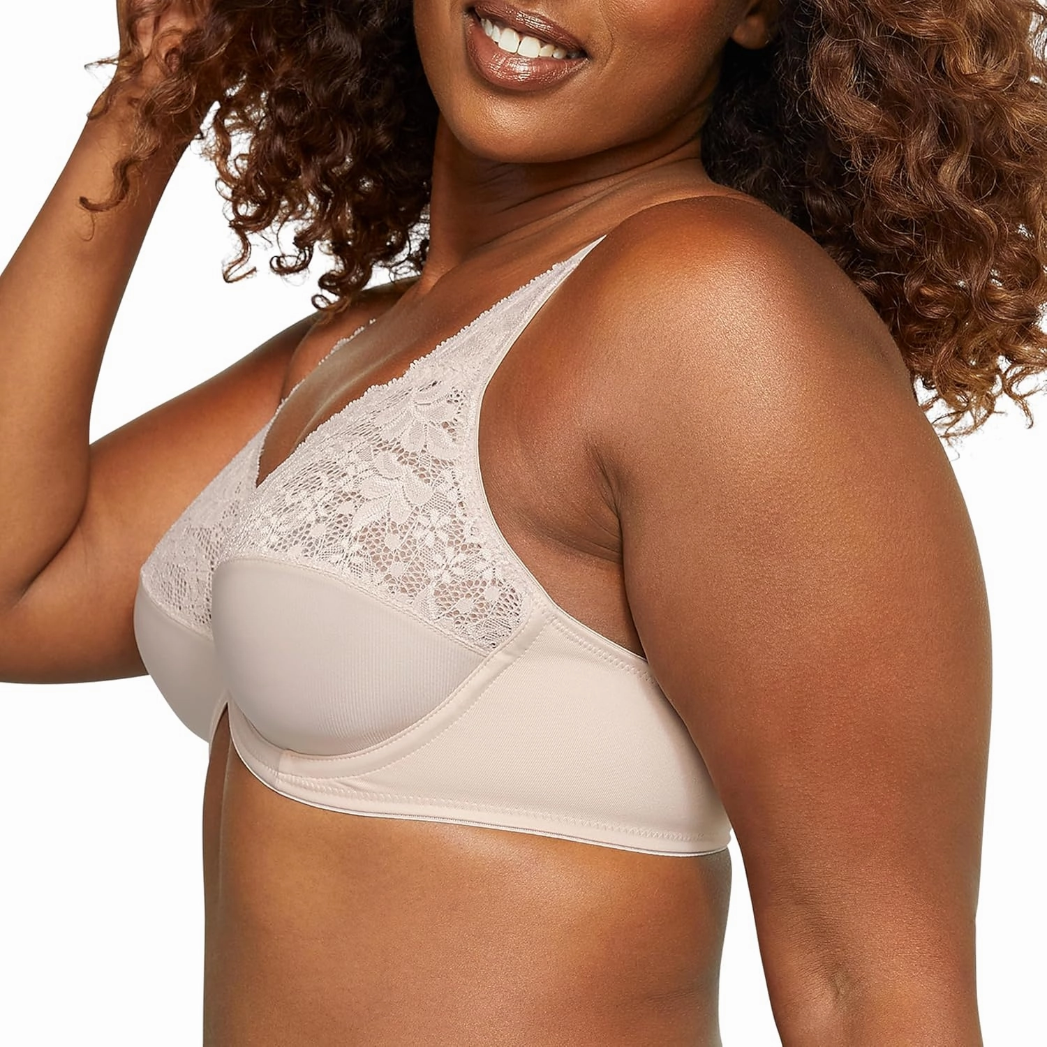 Bali Women's Lilyette Minimizer Underwire Lace Trim, Microfiber Full Coverage Bra