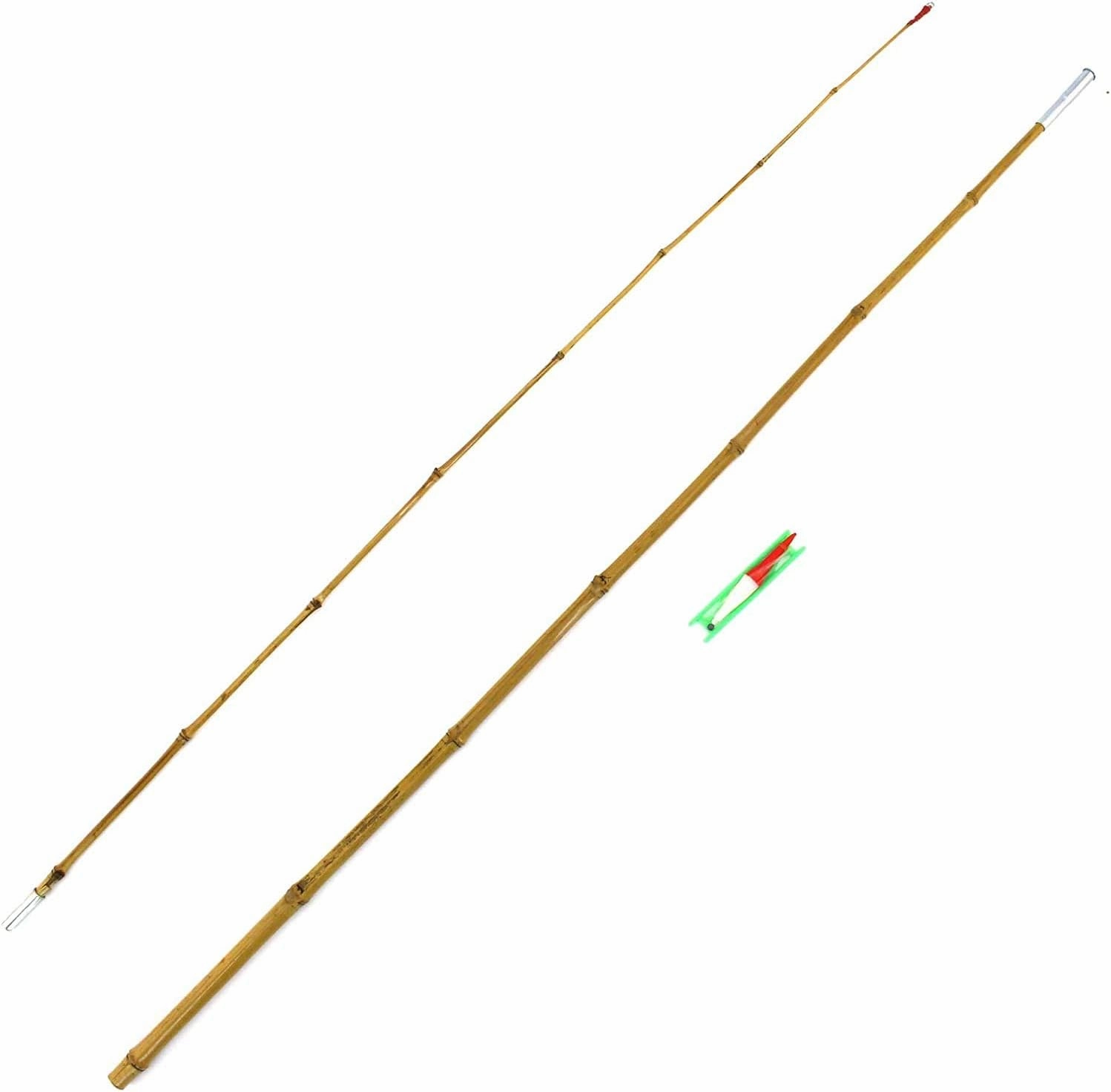 BambooMN Bamboo Vintage Cane Fishing Pole with Bobber, Hook, Line and Sinker