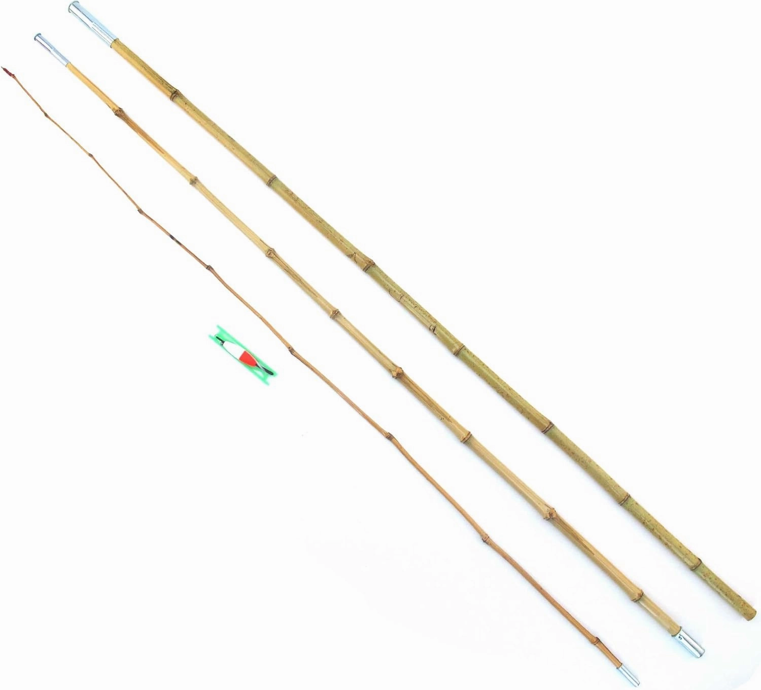 BambooMN Bamboo Vintage Cane Fishing Pole with Bobber, Hook, Line and Sinker