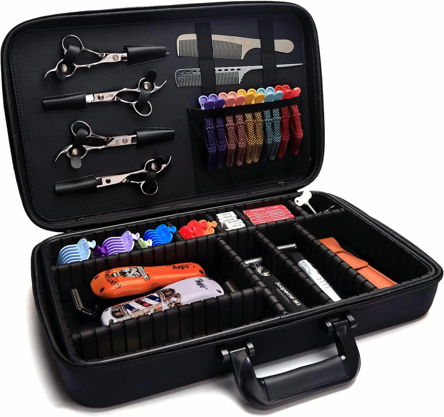Barber Carrying Case,Barber Case, Stylist Tool Box Professional Salon Hair Cutting Grooming Kit Storage Organizer for Clippers, Scissors, Barber Supplies(Large)