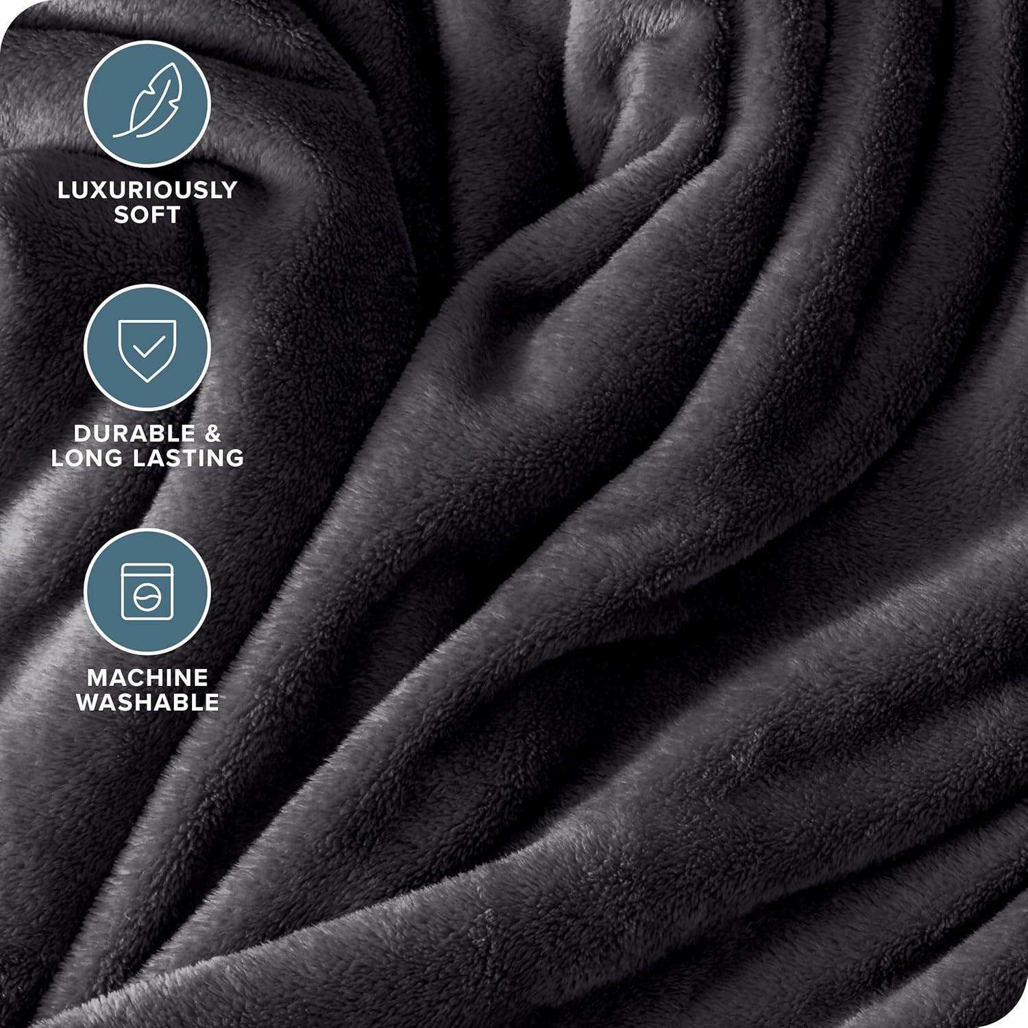 Bare Home Fleece Blanket - Extra Long - Coronet Blue - Throw for Bed, Sofa, Couch, Movie Night, Camping, and Travel - Microplush - Ultra Soft Warm Blanket (Twin/Twin XL, Forged Iron Grey)