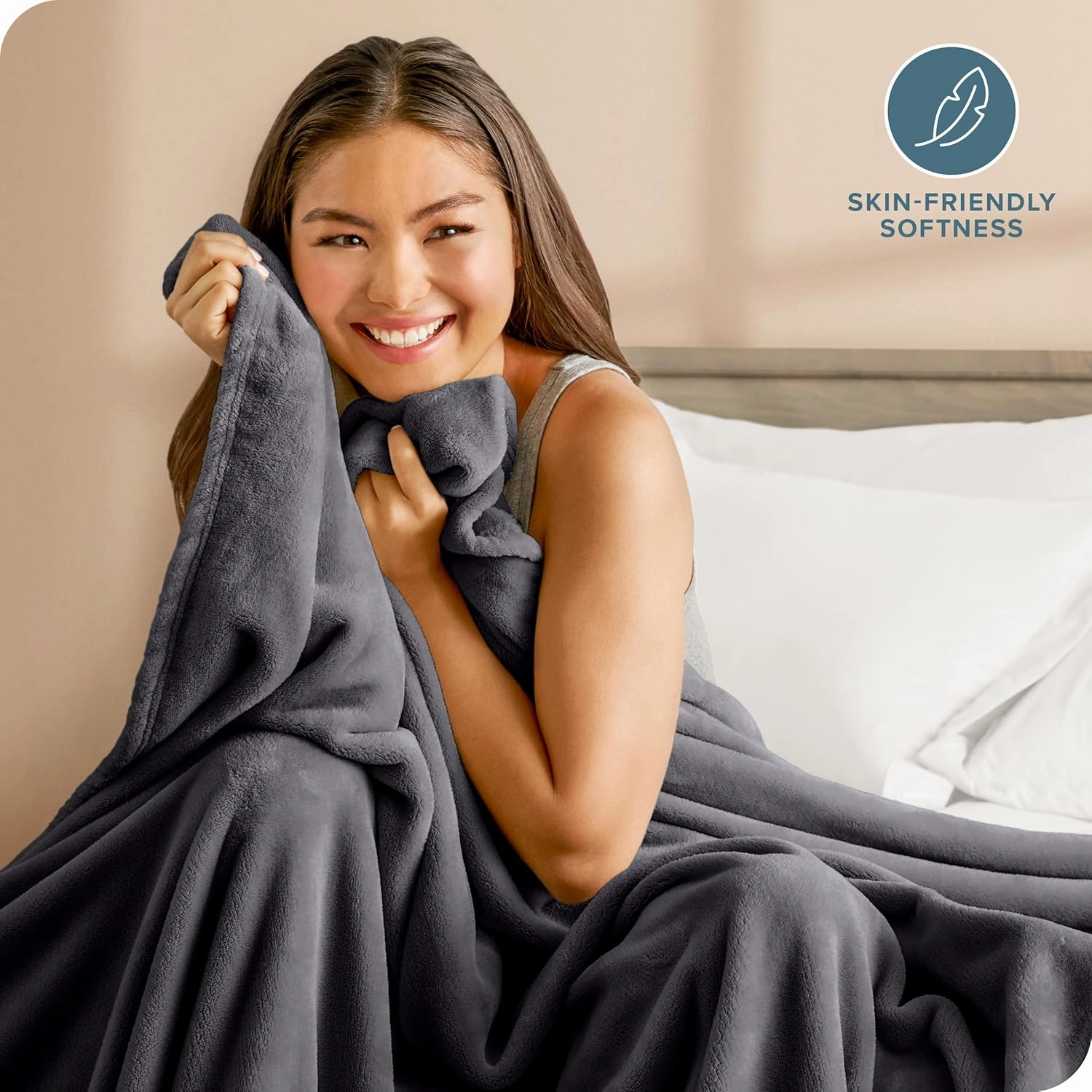 Bare Home Fleece Blanket - Extra Long - Coronet Blue - Throw for Bed, Sofa, Couch, Movie Night, Camping, and Travel - Microplush - Ultra Soft Warm Blanket (Twin/Twin XL, Forged Iron Grey)