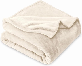 Bare Home Fleece Blanket - Extra Long - Vanilla - Lightweight Throw for Bed, Sofa, Couch, Movie Night, Camping, and Travel - Microplush - Cabin Blanket (Twin/Twin XL, Vanilla)