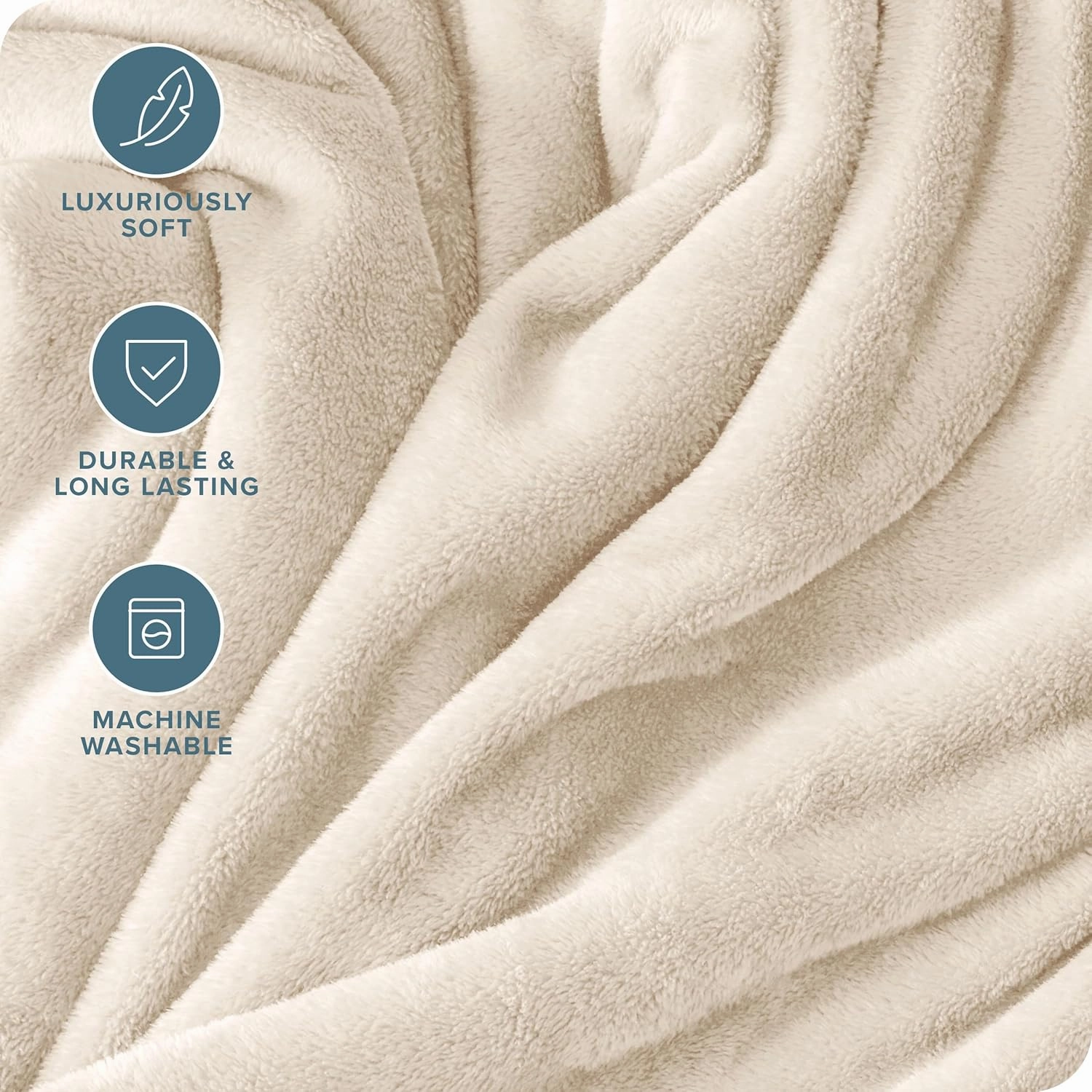 Bare Home Fleece Blanket - Extra Long - Vanilla - Lightweight Throw for Bed, Sofa, Couch, Movie Night, Camping, and Travel - Microplush - Cabin Blanket (Twin/Twin XL, Vanilla)
