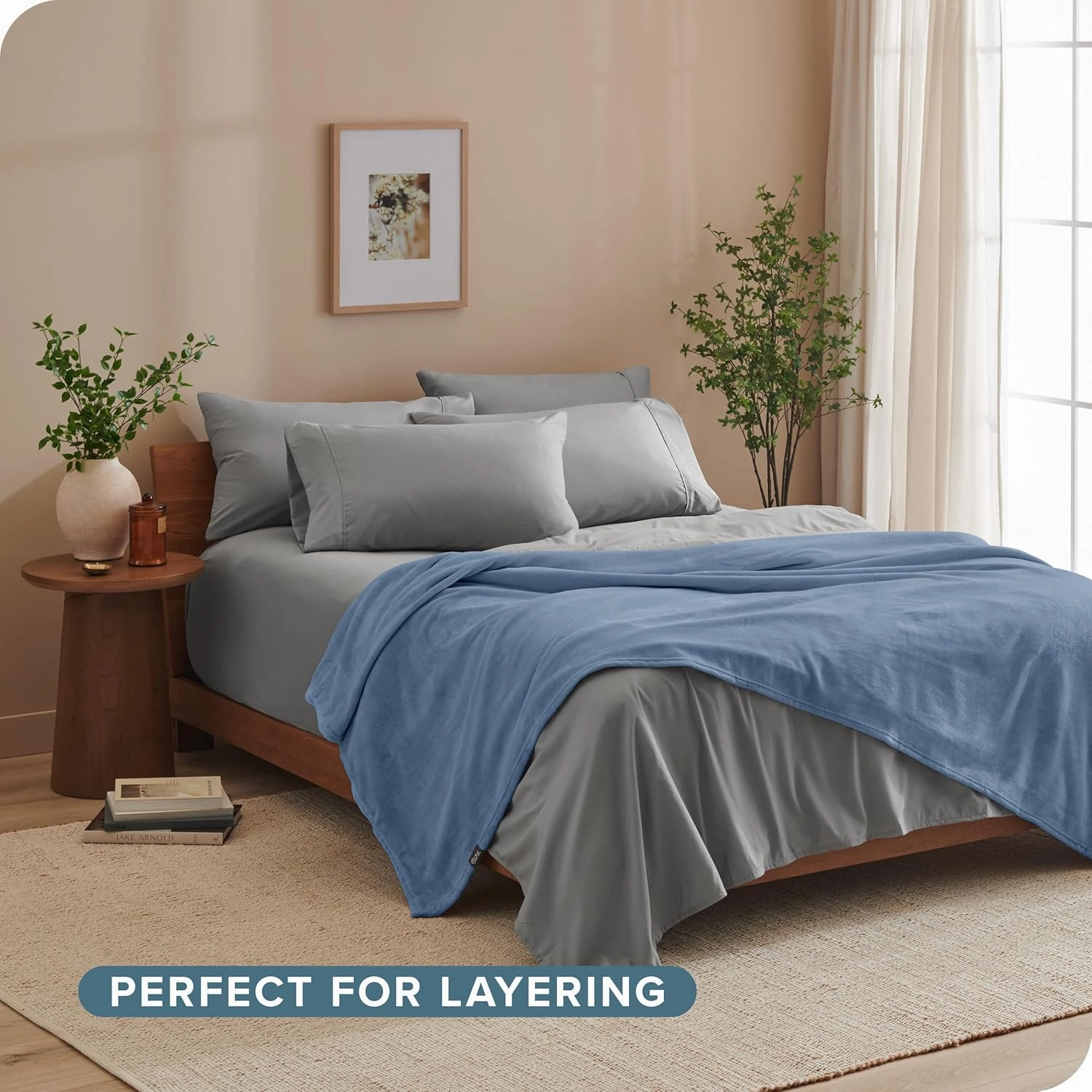 Bare Home Fleece Blanket - King - Coronet Blue - Lightweight Throw for Bed, Sofa, Couch, Movie Night, Camping, and Travel - Microplush - Cabin Blanket (King, Coronet Blue)