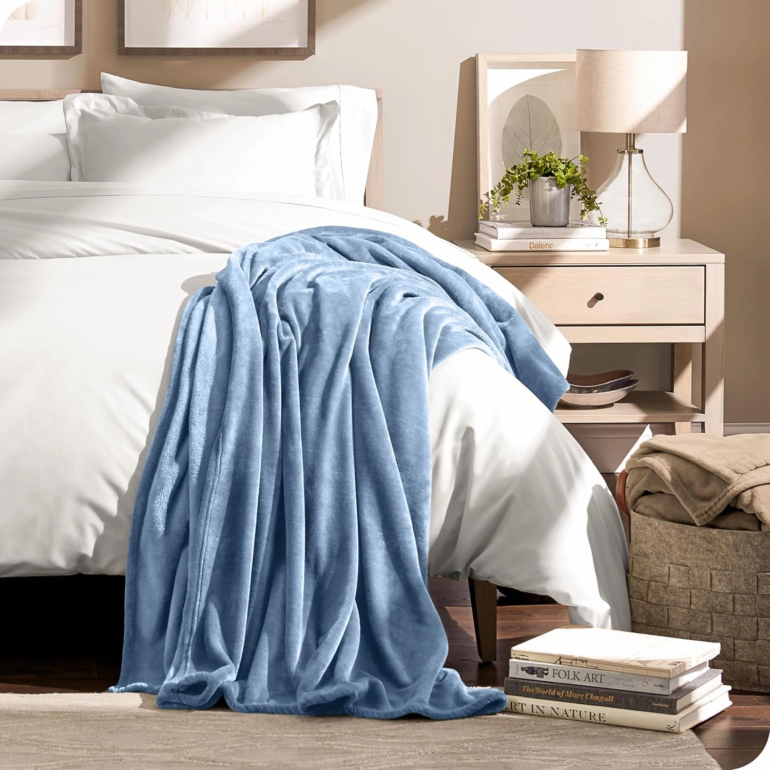 Bare Home Fleece Blanket - King - Coronet Blue - Lightweight Throw for Bed, Sofa, Couch, Movie Night, Camping, and Travel - Microplush - Cabin Blanket (King, Coronet Blue)