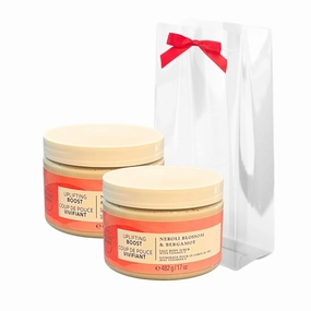 Bath & Body Works Aroma NEROLI BLOSSOM & BERGAMOT Salt Body Scrub 2-piece Gift Set with a Red Bow for Holidays – 17 oz
