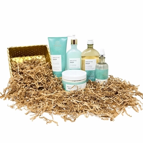 Bath & Body Works Aromatherapy Breathe Deep EUCALYPTUS & LAVENDER Gold Woven Basket 5 Piece Gift Set - Body Lotion - Body Wash   Foam Bath - Body Scrub - Body Cream - Essential Oil Mist - Full Size