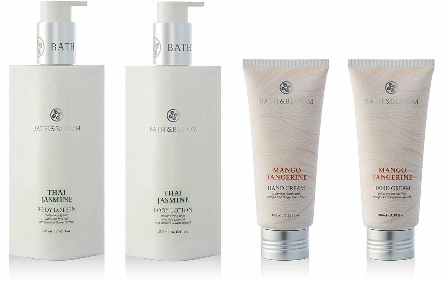 BATH and BLOOM Jasmine Body Lotion and Mango Tangerine Hand Cream Set.