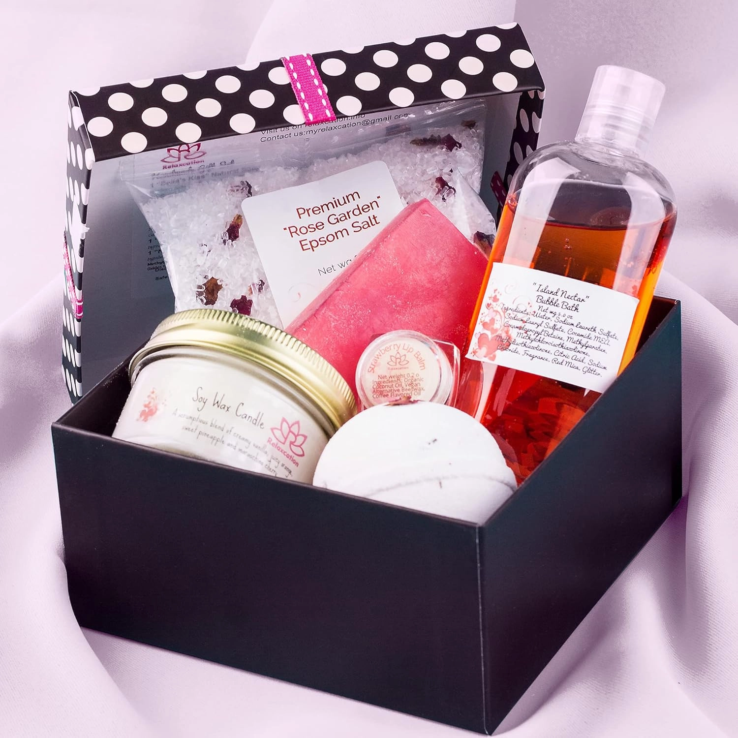Bath Luxury Spa Gift Set For Women - Natural Bath Bombs, Organic Shea Butter Soap, Soy Wax Candle, Bath Salt and Shower Gel -Best Gift Box for Women, Mother, Mom, Girls, Her
