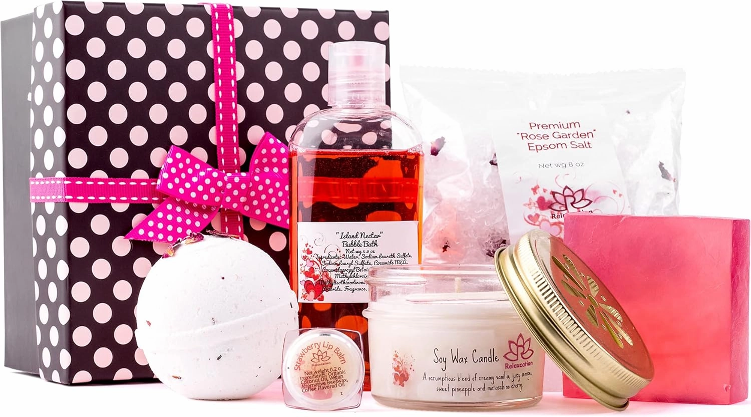 Bath Luxury Spa Gift Set For Women - Natural Bath Bombs, Organic Shea Butter Soap, Soy Wax Candle, Bath Salt and Shower Gel -Best Gift Box for Women, Mother, Mom, Girls, Her