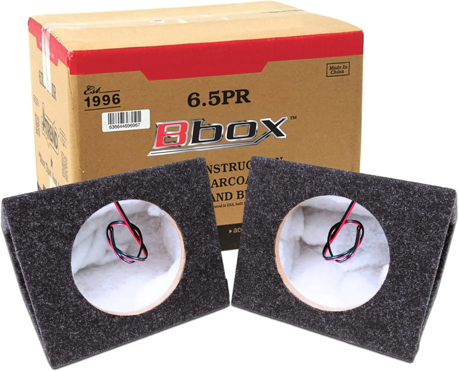 Bbox Pro Audio Tuned 6.5" Speaker Enclosures - Premium Speakers to Enhance Sound and Bass - Nickel Finish Speaker Terminals for Car or Truck - 18 Gauge Audio Cables - Speaker Set of 2 (Charcoal)