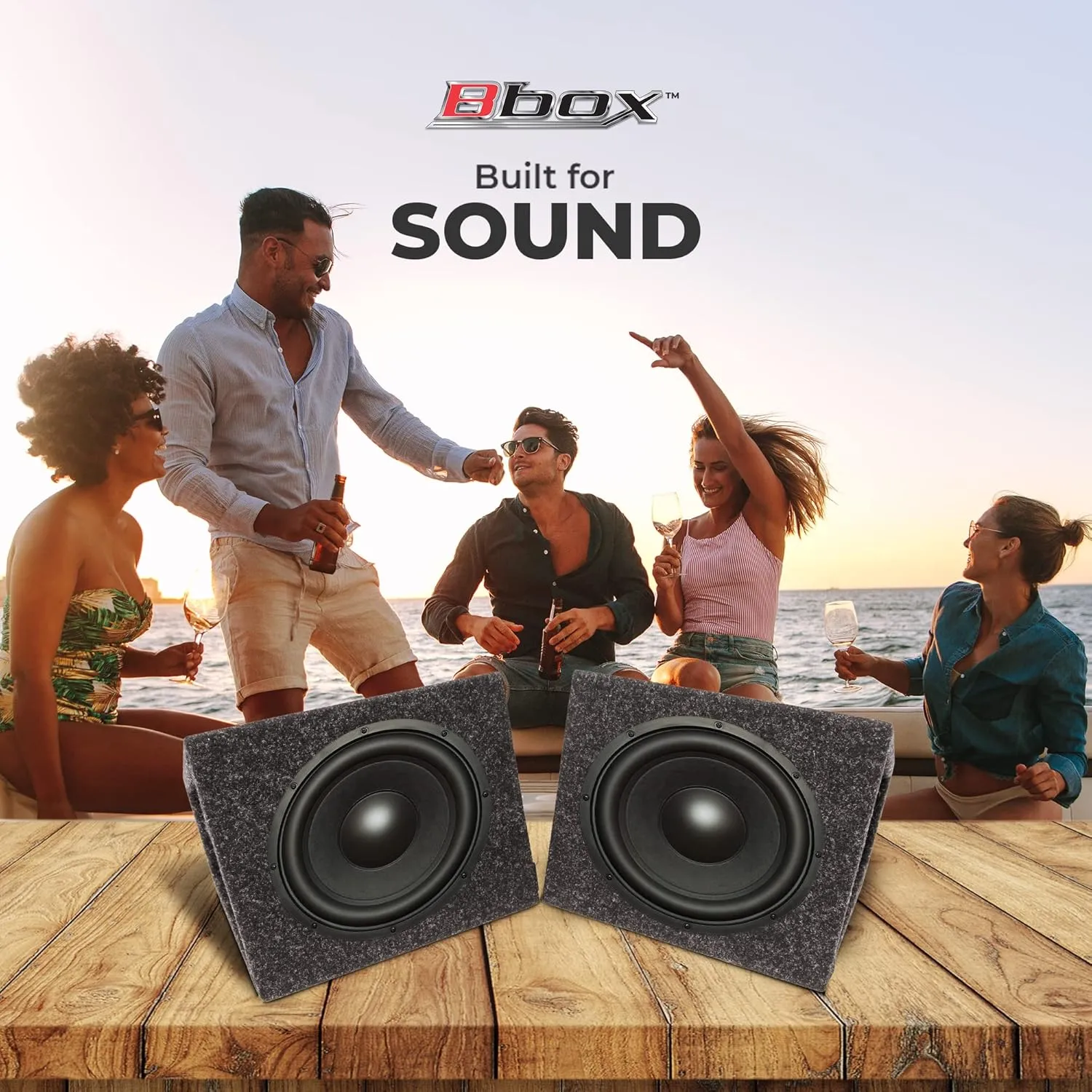 Bbox Pro Audio Tuned 6.5" Speaker Enclosures - Premium Speakers to Enhance Sound and Bass - Nickel Finish Speaker Terminals for Car or Truck - 18 Gauge Audio Cables - Speaker Set of 2 (Charcoal)