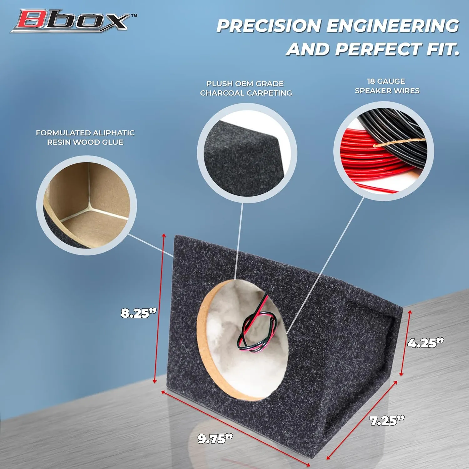 Bbox Pro Audio Tuned 6.5" Speaker Enclosures - Premium Speakers to Enhance Sound and Bass - Nickel Finish Speaker Terminals for Car or Truck - 18 Gauge Audio Cables - Speaker Set of 2 (Charcoal)