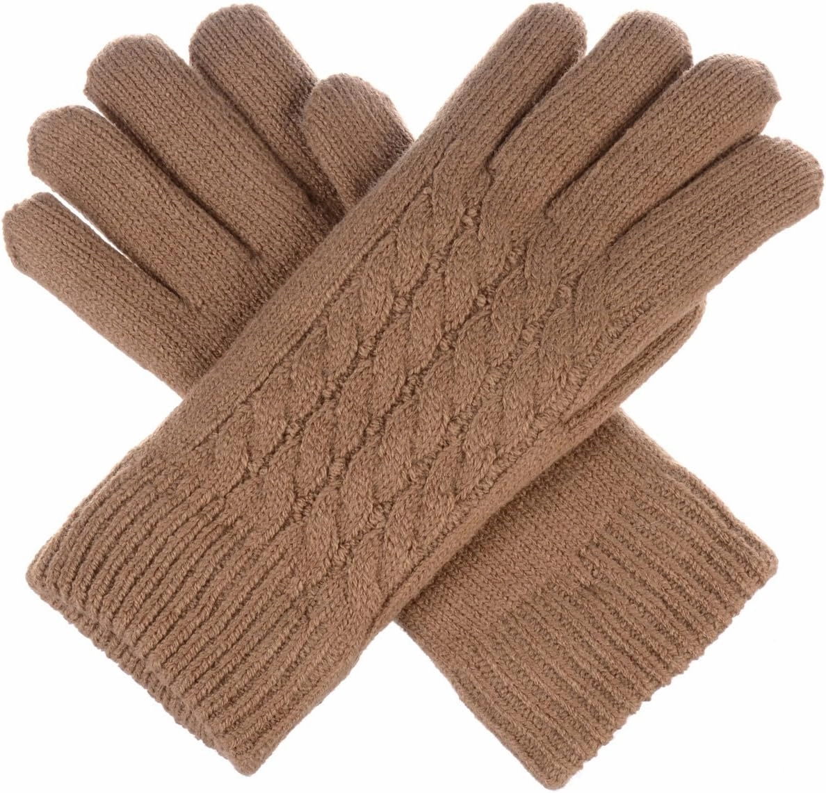 Be Your Own Style BYOS Women’s Winter Classic Cable Warm Plush Fleece Lined Knit Gloves