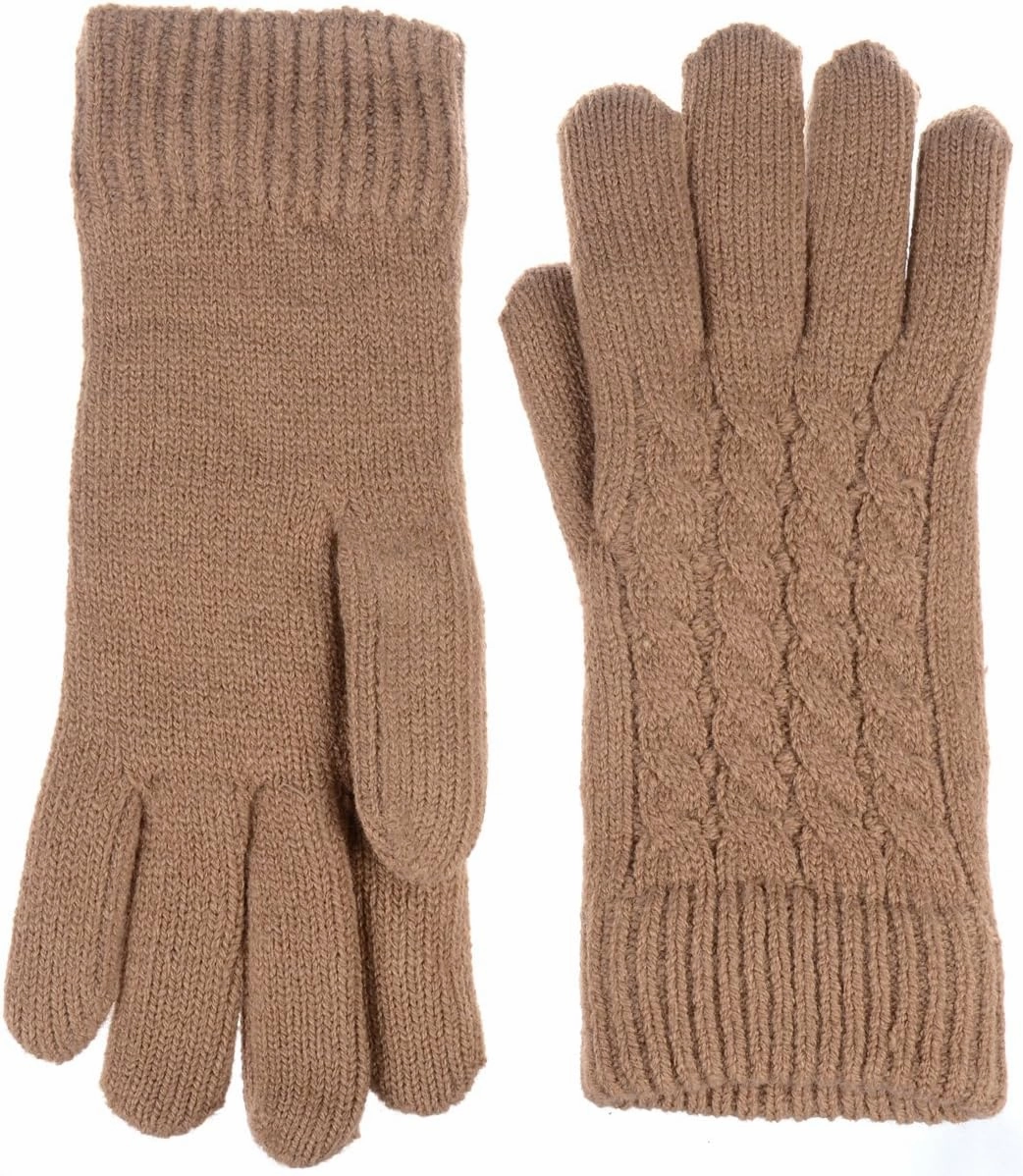 Be Your Own Style BYOS Women’s Winter Classic Cable Warm Plush Fleece Lined Knit Gloves