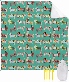Beach Blanket Sandproof, Anmal Dog Pet Dachshund Puppy Waterproof Beach Mat Lightweight Quick Drying Picnic Blanket Beach Essentials for Travel Camping Hiking 108x84in