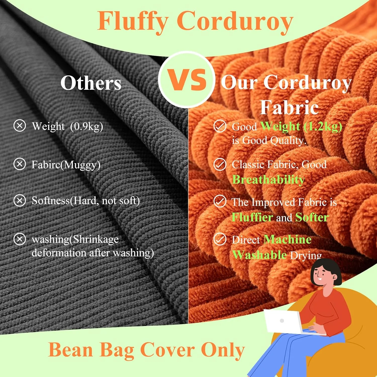 Bean Bag Chairs Cover (No Filler), Bean Bag Cover, Bean Bag for Kids, Adults, Teens-Large 36 x 45 inches Coffee Bean Bag