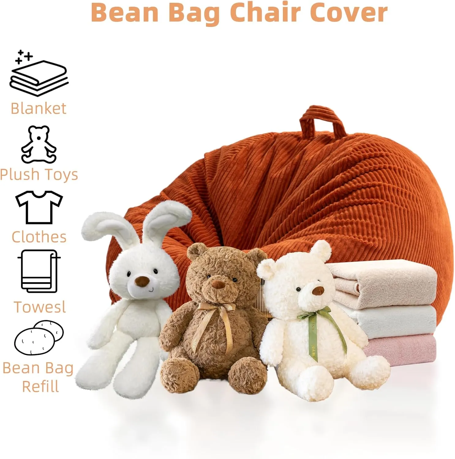 Bean Bag Chairs Cover (No Filler), Bean Bag Cover, Bean Bag for Kids, Adults, Teens-Large 36 x 45 inches Coffee Bean Bag