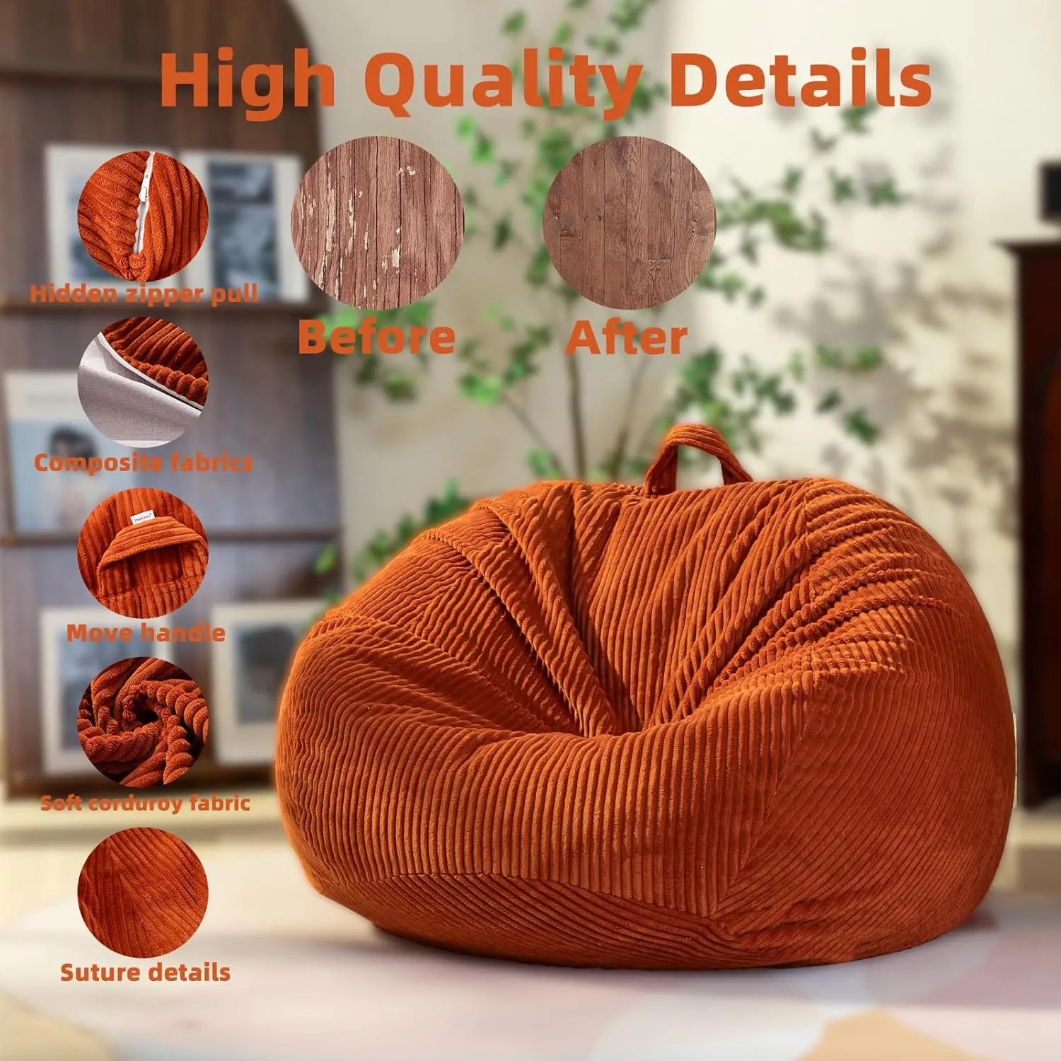 Bean Bag Chairs Cover (No Filler), Bean Bag Cover, Bean Bag for Kids, Adults, Teens-Large 36 x 45 inches Coffee Bean Bag