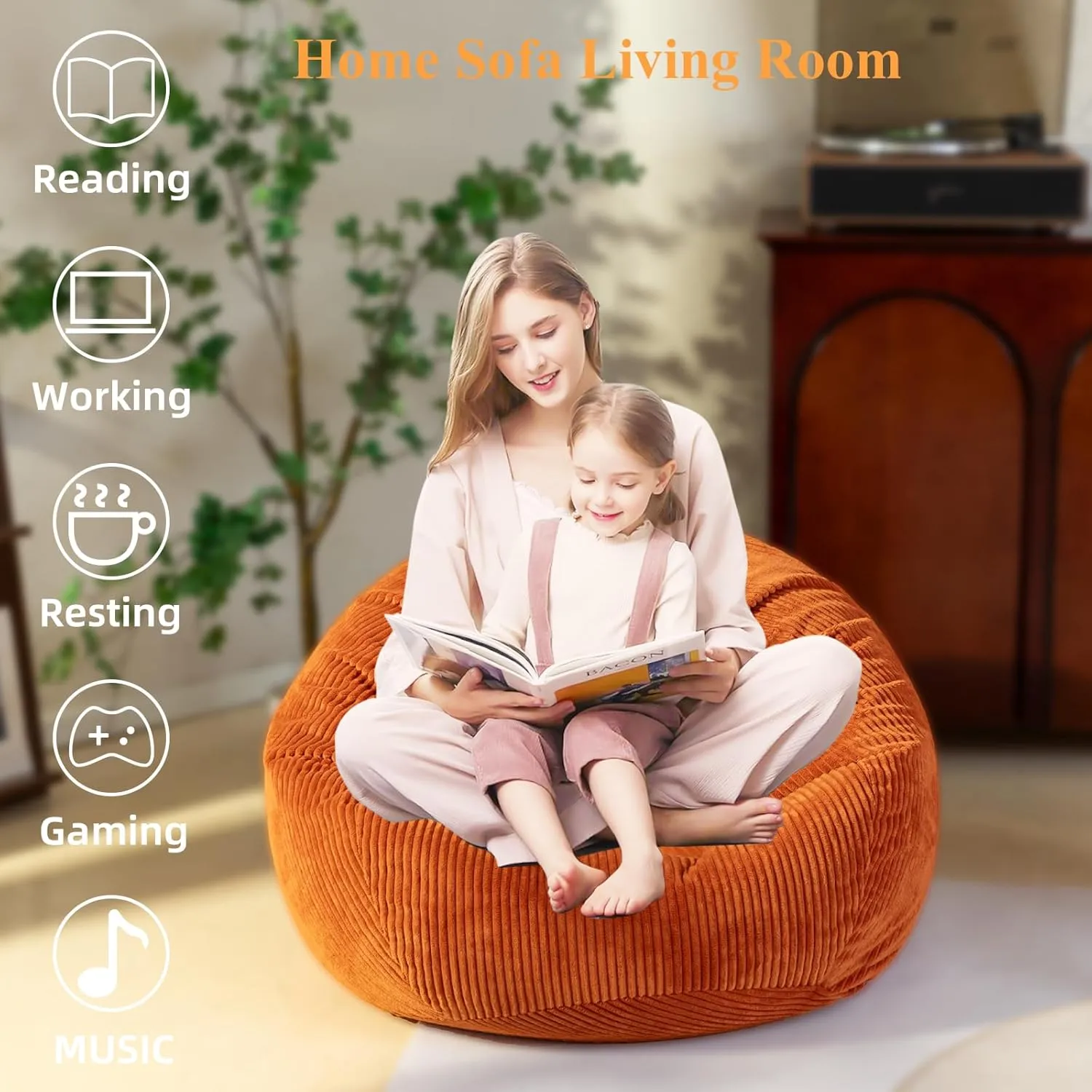 Bean Bag Chairs Cover (No Filler), Bean Bag Cover, Bean Bag for Kids, Adults, Teens-Large 36 x 45 inches Coffee Bean Bag