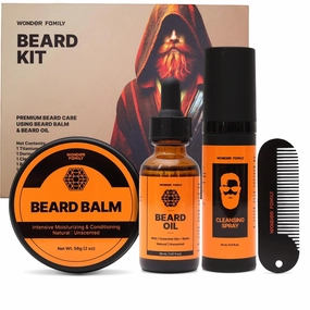 Beard Kit for Men Grooming and Care - Beard Oil and Balm, Mens Comb - Mustache Kit - Anniversary & Birthday Gifts for Men